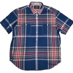 Nautica Americana Plaid Short Sleeve Casual Button Down Cotton Shirt SZ …